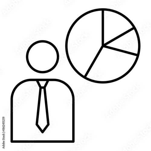 employee and pie chart line icon with editable stroke