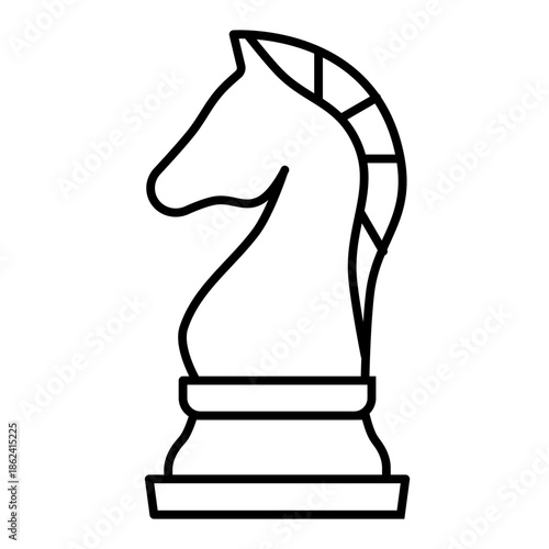 knight chess piece line icon with editable stroke