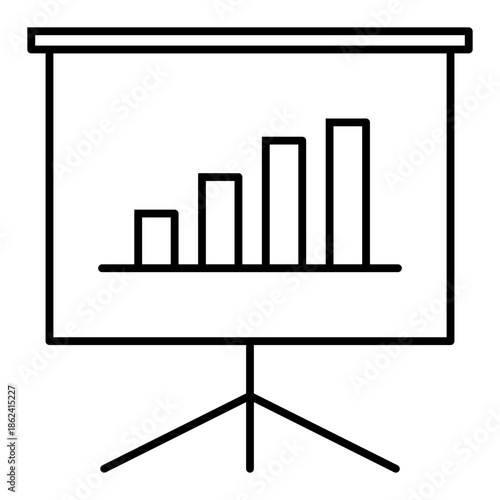 presentation board with uptrend bar graphic line icon with editable stroke
