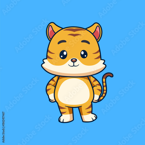 Cute Cartoon Tiger Character Illustration