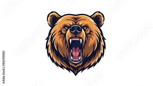 Angry bear head fierce animal face aggressive mammal.