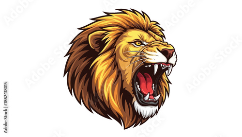 Fierce Lion Head - Roaring Animal Symbol.