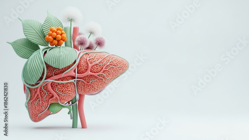Artistic Representation of Human Liver Health and Vitality with Natural Elements