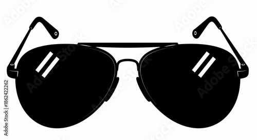 Black aviator sunglasses with reflective lenses and folded arms on a white background.