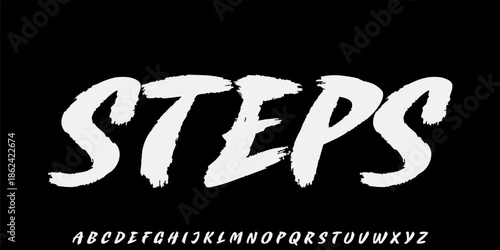 Bold brush vector font. Alphabet handmade brush with uppercase and lowercase.	