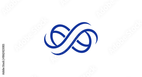 Sleek blue abstract intertwined symbol a modern graphic design element featuring smooth flowing curves and consistent line thickness.