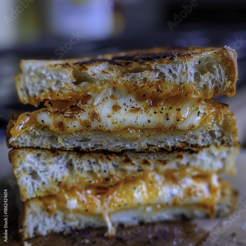 Wallpaper Mural Stacked grilled cheese sandwich with melted cheese and toasted bread Torontodigital.ca