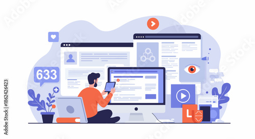 Digital content creation, social media management, and online marketing strategy across multiple platforms with data analysis and user engagement.