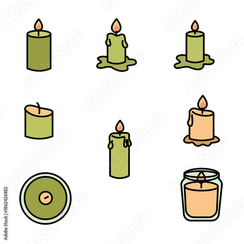 Eco Candle Condition Flat Icon Set