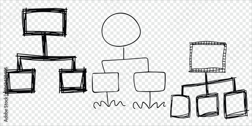 Hand-Drawn Organizational & Flowchart Diagram Collection Set