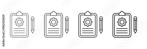 Reporting Desk Icons Vector Set In Different Stroke Line Style