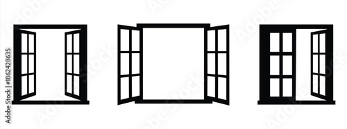 Open window on white background. Vector
