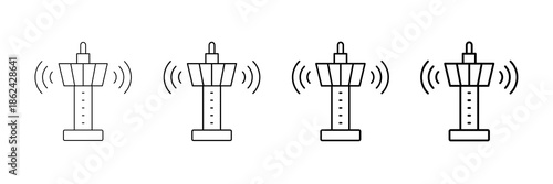 Control Tower Icons Vector Set In Different Stroke Line Style