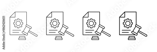Regulatory Law Icons Vector Set In Different Stroke Line Style