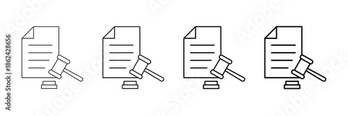 Legal Paper Icons Vector Set In Different Stroke Line Style