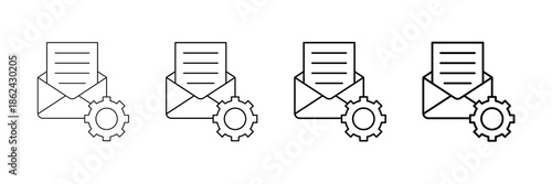 Email Support Icons Vector Set In Different Stroke Line Style