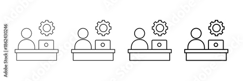 Service Desk Icons Vector Set In Different Stroke Line Style