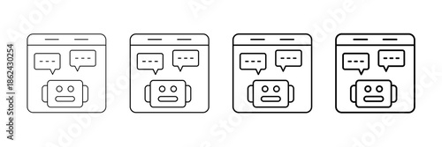 Chatbot Icons Vector Set In Different Stroke Line Style