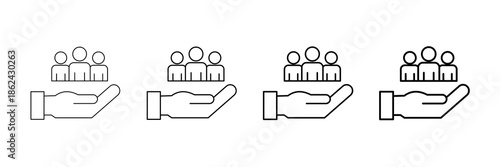 Care Team Icons Vector Set In Different Stroke Line Style
