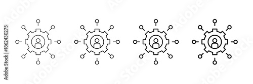 Service Hub Icons Vector Set In Different Stroke Line Style