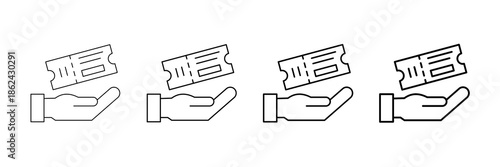 Ticket Help Icons Vector Set In Different Stroke Line Style