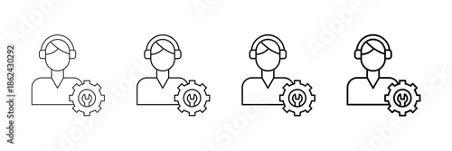 Client Support Icons Vector Set In Different Stroke Line Style