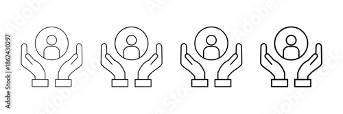 Assist Icons Vector Set In Different Stroke Line Style