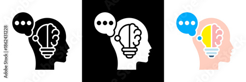Thinking Icon Set Glyph vector Illustration 