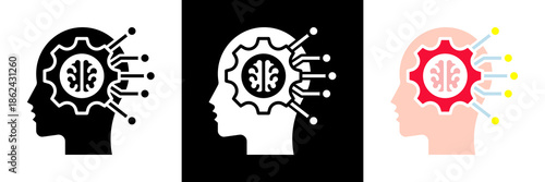 Critical Thinking Icon Set Glyph vector Illustration 