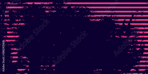 Neon pink striped glitch texture vector with noisy distortion on black. Modern abstract backdrop for posters, web design, and digital Eps10