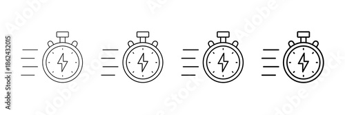 Quick Service Icons Vector Set In Different Stroke Line Style