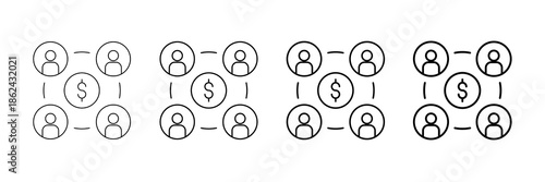 Market Reach Icons Vector Set In Different Stroke Line Style