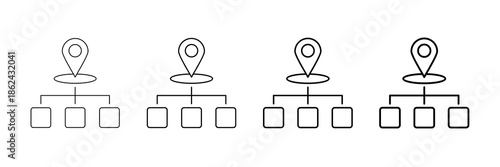 Regional Hub Icons Vector Set In Different Stroke Line Style