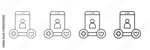 Health App Icons Vector Set In Different Stroke Line Style