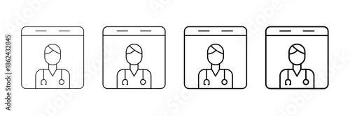 Telemedicine Icons Vector Set In Different Stroke Line Style