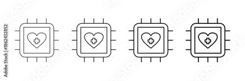 Medical Ai Icons Vector Set In Different Stroke Line Style