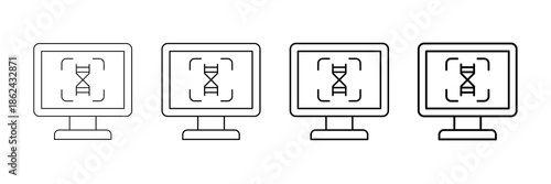 Dna Scanner Icons Vector Set In Different Stroke Line Style