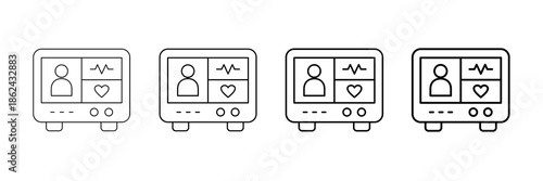 Vital Monitor Icons Vector Set In Different Stroke Line Style