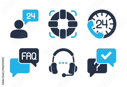 Help Center and Frequently Asked Questions icon set. Solid glyph series icons