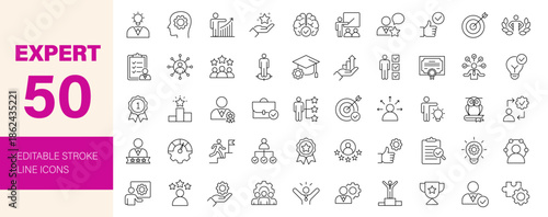 Expert icon set. Editable line icons. Vector illustration.