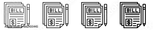 Bill Icon Set Different Style Collection
