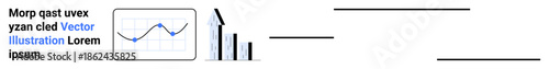Data science, business analytics, performance metrics, financial growth, insights, education tools. Line graph and bar chart symbols. Data science and business analytics visualization