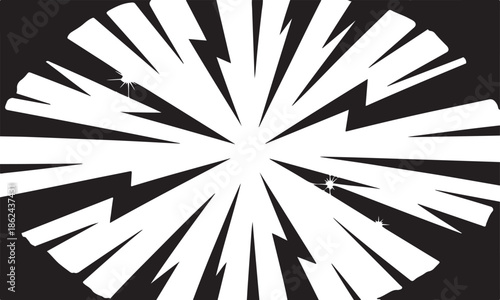 Abstract lightning bolt radial burst pattern on transparent checkerboard background