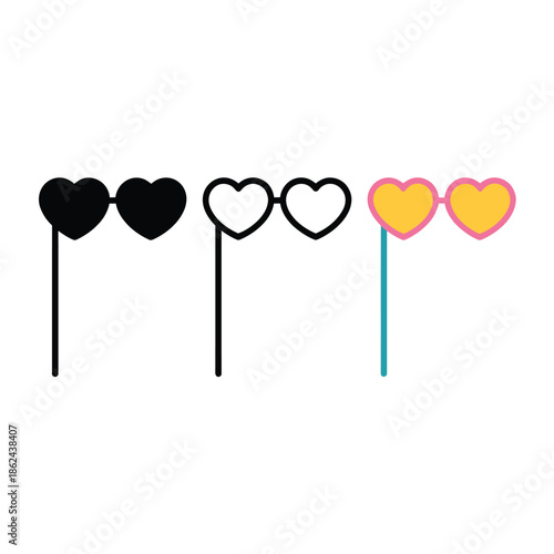 Colorful heart shaped sunglasses on sticks a playful and cheerful illustration
