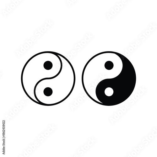 Two depictions of the yin and yang symbol a classic chinese philosophy