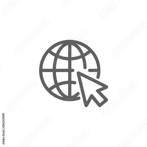A globe with a cursor pointing to it digital world concept