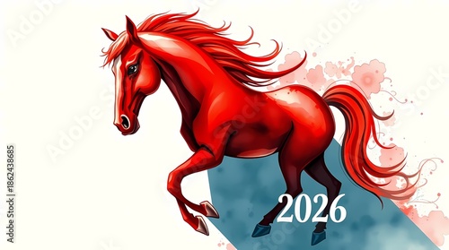 Illustration. Year of the horse. Chinese New Year, 2026.