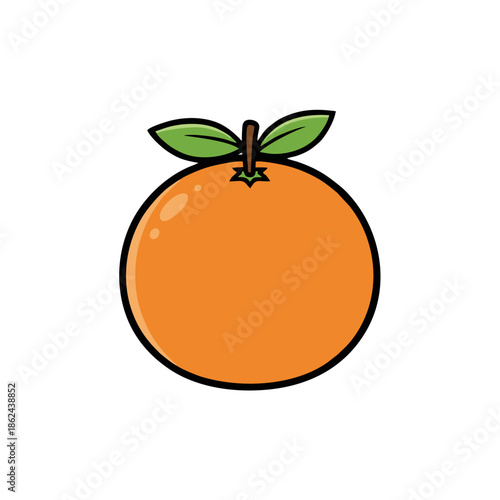 Bright and juicy orange fruit vector illustration with fresh green leaves, symbolizing healthy food, natural produce, and vibrant nutrition