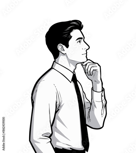 Businessman Thinking Side Profile Illustration
