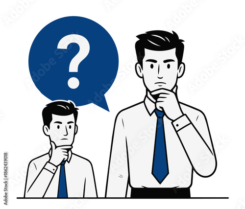 Businessmen Thinking with Question Mark Illustration